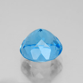 Topacio azul natural de 2,85 ct, corte redondo, VS