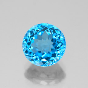 Topacio azul natural de 2,63 ct, corte redondo, VS