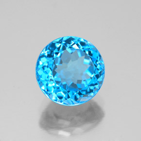 Topacio azul natural de 2,63 ct, corte redondo, VS