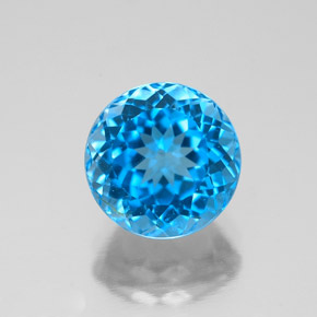 Topacio azul natural de 2,78 ct, corte redondo, VS-SI