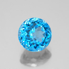 Topacio azul natural de 2,78 ct, corte redondo, VS-SI
