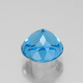 Topacio azul natural de 2,78 ct, corte redondo, VS-SI