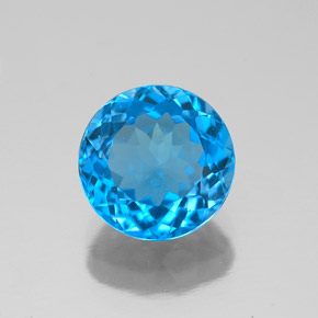 Topacio azul natural de 2,54 ct, corte redondo, VVS