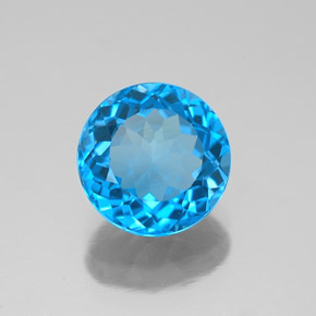 Topacio azul natural de 2,54 ct, corte redondo, VVS