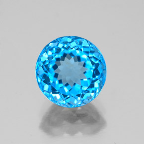 Topacio azul natural de 2,64 ct, corte redondo, VVS