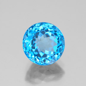 Topacio azul natural de 2,64 ct, corte redondo, VVS