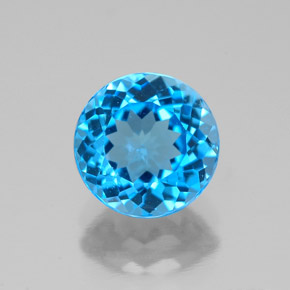 Topacio azul natural de 2,53 ct, corte redondo, VS