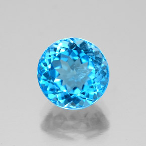 Topacio azul natural de 2,61 ct, corte redondo, VS-SI