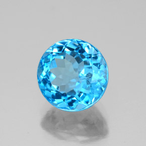 Topacio azul natural de 2,61 ct, corte redondo, VS-SI