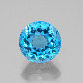 Topacio azul natural de 2,56 ct, corte redondo, VVS-VS