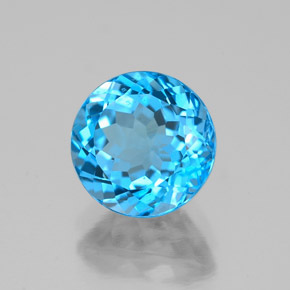 Topacio azul natural de 2,56 ct, corte redondo, VVS-VS