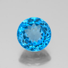 Topacio azul natural de 2,67 ct, corte redondo, VS