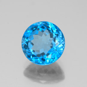 Topacio azul natural de 2,67 ct, corte redondo, VS