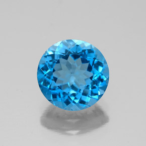 Topacio azul natural de 2,26 ct, corte redondo, VS