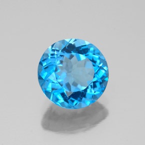 Topacio azul natural de 2,26 ct, corte redondo, VS