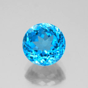 Topacio azul natural de 2,51 ct, corte redondo, VVS-VS