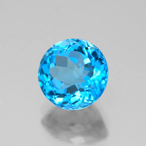 Topacio azul natural de 2,51 ct, corte redondo, VVS-VS