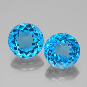 Gemas de topacio azul suizo natural de  ct, corte redondo, VS-SI
