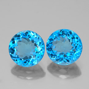 Gemas de topacio azul suizo natural de  ct, corte redondo, VS-SI