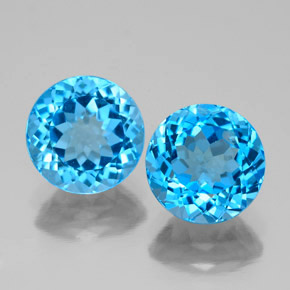 Gemas de topacio azul suizo natural de  ct, corte redondo, SI