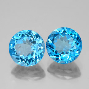 Gemas de topacio azul suizo natural de  ct, corte redondo, SI
