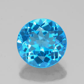 Topacio azul natural de 1,87 ct, corte redondo, VVS-VS