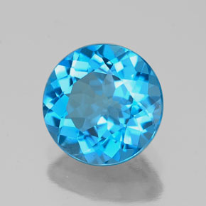 Topacio azul natural de 1,87 ct, corte redondo, VVS-VS