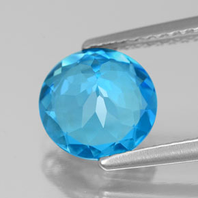 Topacio azul natural de 1,87 ct, corte redondo, VVS-VS