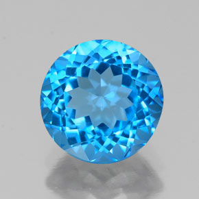 Topacio azul natural de 2,32 ct, corte redondo, VS