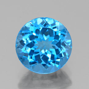 Topacio azul natural de 2,44 ct, corte redondo, VVS-VS