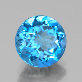 Topacio azul natural de 2,44 ct, corte redondo, VVS-VS