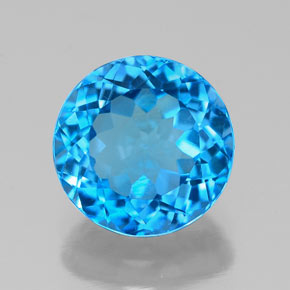 Topacio azul natural de 2,47 ct, corte redondo, VS