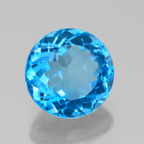 Topacio azul natural de 2,47 ct, corte redondo, VS