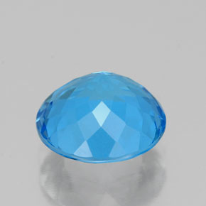 Topacio azul natural de 2,47 ct, corte redondo, VS