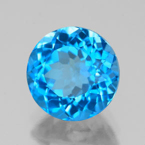 Topacio azul natural de 2,62 ct, corte redondo, VS