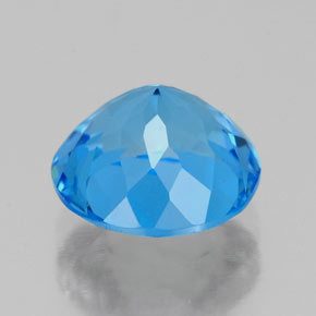Topacio azul natural de 2,62 ct, corte redondo, VS