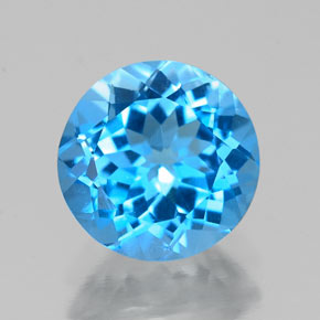 Topacio azul natural de 2,23 ct, corte redondo, VS