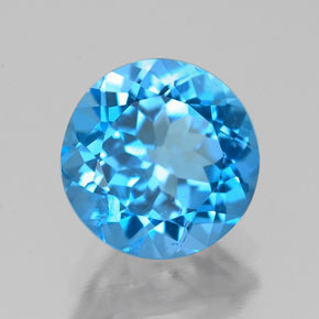 Topacio azul natural de 2,23 ct, corte redondo, VS