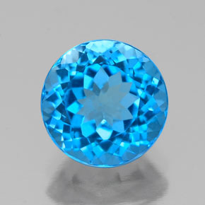 Topacio azul natural de 2,44 ct, corte redondo, VVS