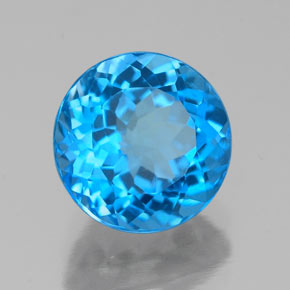 Topacio azul natural de 2,44 ct, corte redondo, VVS