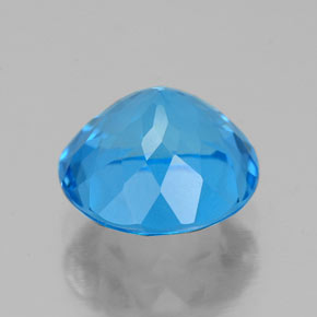Topacio azul natural de 2,44 ct, corte redondo, VVS