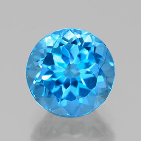 Topacio azul natural de 2,54 ct, corte redondo, VS