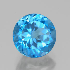 Topacio azul natural de 2,54 ct, corte redondo, VS