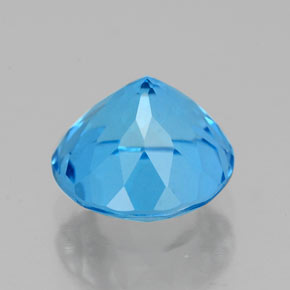 Topacio azul natural de 2,54 ct, corte redondo, VS