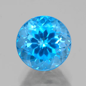 Topacio azul natural de 2,76 ct, corte redondo, VS