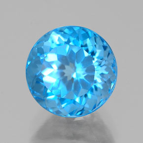 Topacio azul natural de 2,76 ct, corte redondo, VS