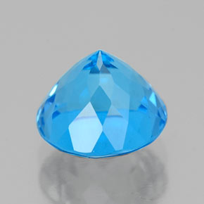 Topacio azul natural de 2,76 ct, corte redondo, VS
