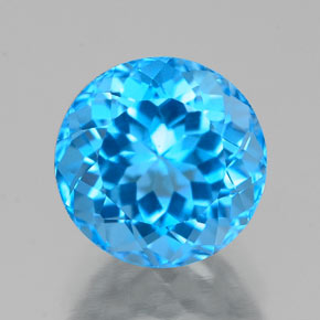 Topacio azul natural de 2,88 ct, corte redondo, VVS