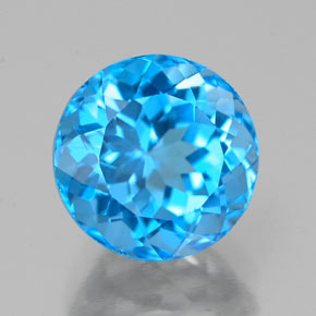 Topacio azul natural de 2,88 ct, corte redondo, VVS