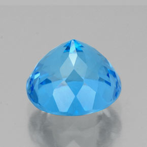 Topacio azul natural de 2,88 ct, corte redondo, VVS